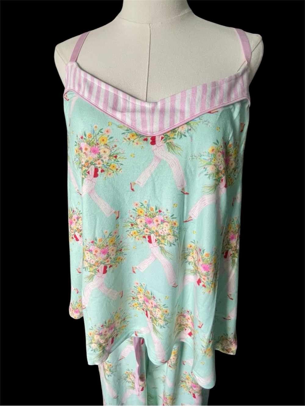 P.J. Salvage x Adrian Valencia Pajama Set NWT 🌸 Bright Mint 1X - Picture 6 of 15